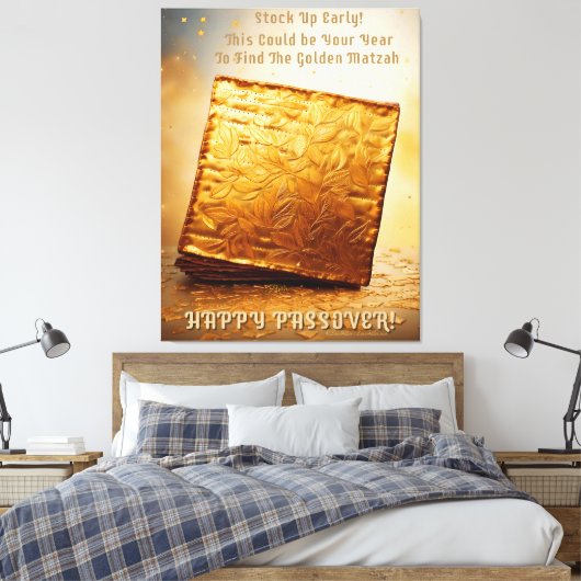 Fijn Pascha! Golden Matzah Canvas Afdruk (Insitu (Slaapkamer))