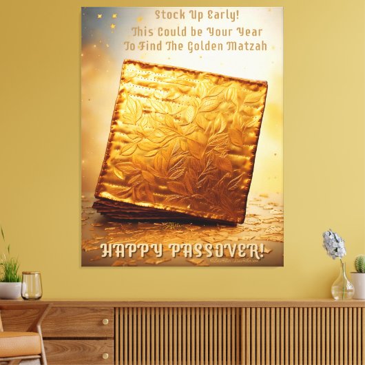 Fijn Pascha! Golden Matzah Canvas Afdruk (Insitu (Woonkamer))