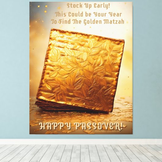 Fijn Pascha! Golden Matzah Canvas Afdruk (Insitu (Houten vloer))
