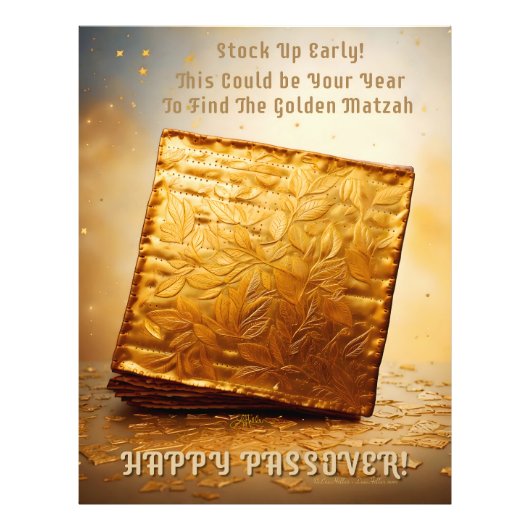 Fijn Pascha! Golden Matzah Foto Afdruk (Voorkant)