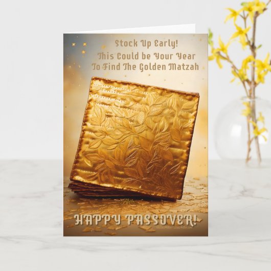 Fijn Pascha! Golden Matzah Kaart (Gele Bloem)