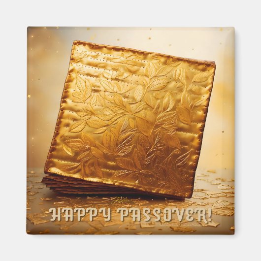 Fijn Pascha! Golden Matzah Magneet (Voorkant)