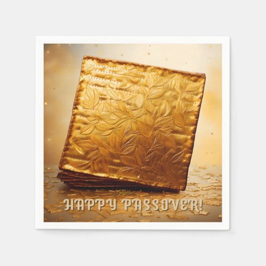 Fijn Pascha! Golden Matzah Servet (Voorkant)