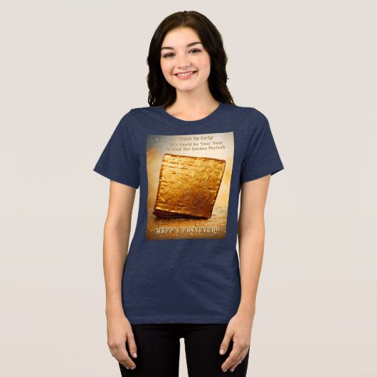 Fijn Pascha! Golden Matzah Tri-Blend Shirt (Voorkant volledig)