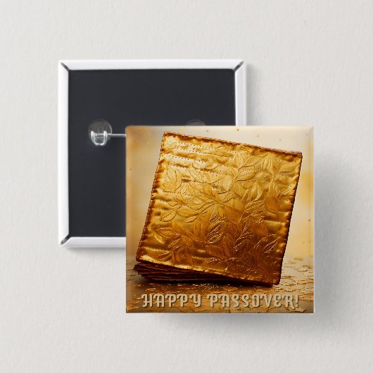 Fijn Pascha! Golden Matzah Vierkante Button 5,1 Cm (Voorkant /achterkant)