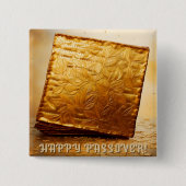Fijn Pascha! Golden Matzah Vierkante Button 5,1 Cm (Voorkant)