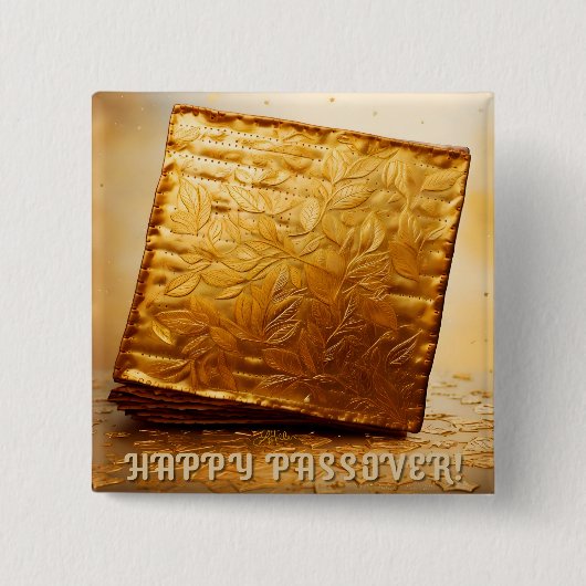 Fijn Pascha! Golden Matzah Vierkante Button 5,1 Cm (Voorkant)