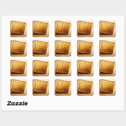 Fijn Pascha! Golden Matzah Vierkante Sticker (Vel)