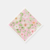 Fijn pastelroze bloemmotief servet (Hoek)