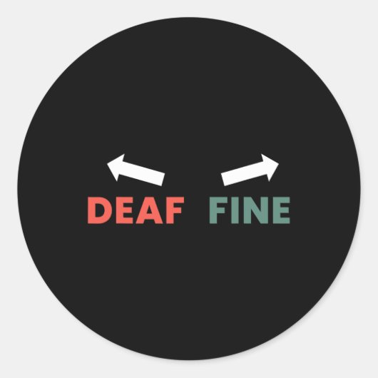 Fijn rechteroor is doof ronde sticker (Voorkant)
