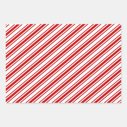 Fijn rood wit Candy Cane Stripes Retro Inpakpapier Vel (Voorkant 3)