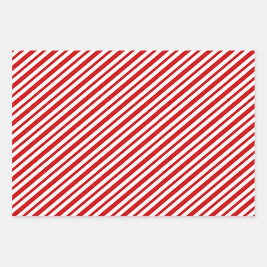 Fijn rood wit Candy Cane Stripes Retro Inpakpapier Vel (Voorkant 2)