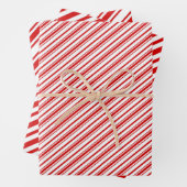 Fijn rood wit Candy Cane Stripes Retro Inpakpapier Vel (In situ)