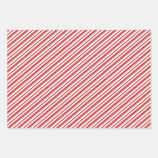 Fijn rood wit Candy Cane Stripes Retro Inpakpapier Vel (Voorkant)