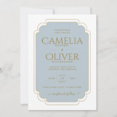 Fijn Stofblauw Goud MONOCHROME Trouwen Kaart (Voorkant)