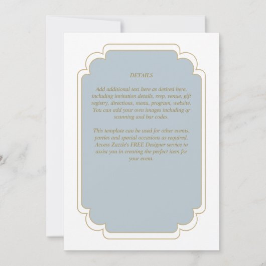 Fijn Stofblauw Goud MONOCHROME Trouwen Kaart (Achterkant)