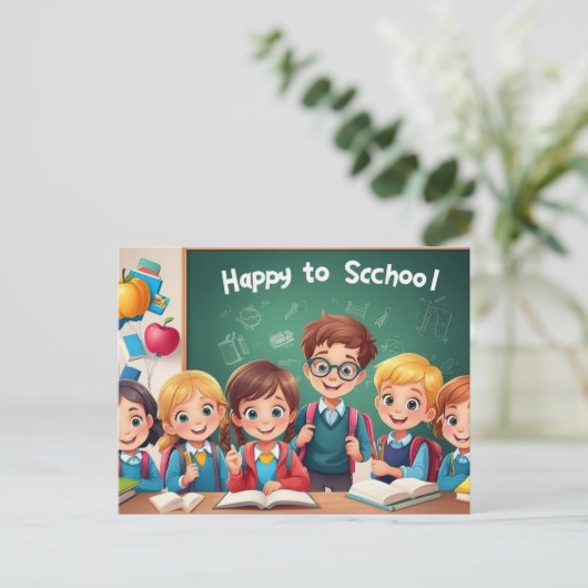Fijn terug naar school briefkaart (Staand voorkant)