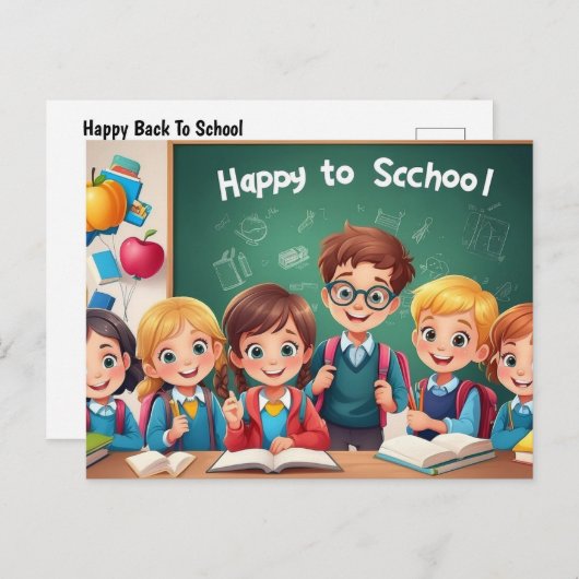 Fijn terug naar school briefkaart (Voorkant / Achterkant)