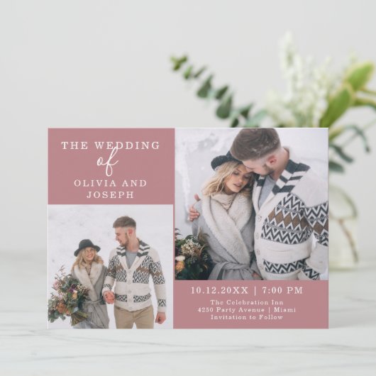 Fijn | Twee foto's bruiloft Kaart (Staand voorkant)