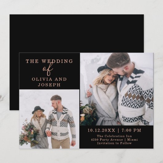 Fijn | Twee foto's bruiloft Kaart (Voorkant / Achterkant)