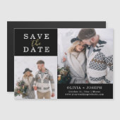 Fijn | Twee foto's die de datum opslaan Magnetische Uitnodiging (Voorkant / Achterkant)