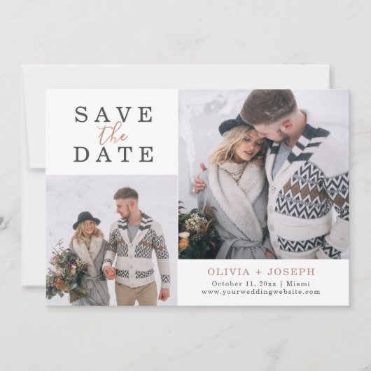 Fijn | Twee foto's die de datum opslaan Save The Date (Voorkant)