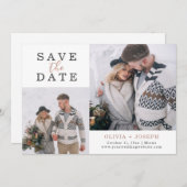 Fijn | Twee foto's die de datum opslaan Save The Date (Voorkant / Achterkant)