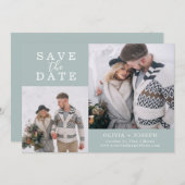 Fijn | Twee foto's die de datum opslaan Save The Date (Voorkant / Achterkant)