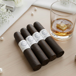 Fijn Versierd Bloemmotief Trouw Sigarenbandje Labe Etiket