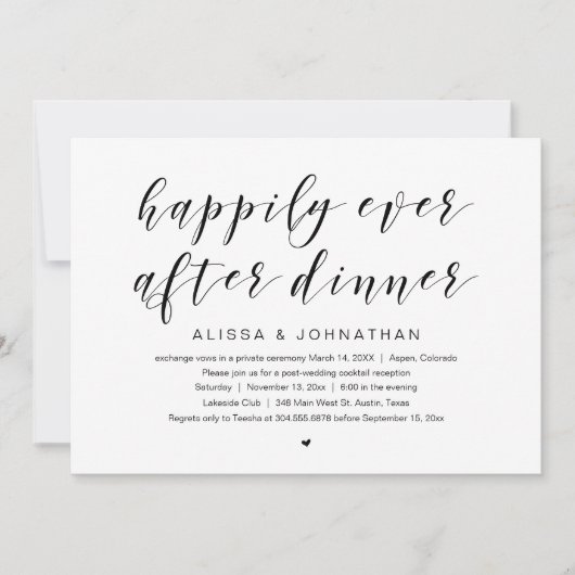 Fijn voor altijd, Trouw Elopement Dinner Kaart (Voorkant)