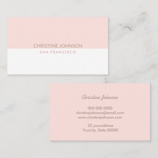 Fijn wit en roze visitekaartje (Voorkant / Achterkant)