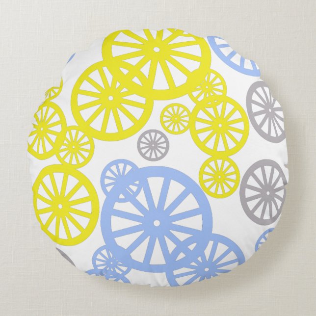 Fijnachtig Happy Wheel Circle Pattern Product Rond Kussen (Voorkant)