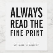 Fijnafdrukken | Aankondiging van een speciale zwan Wijn Etiket (Enkel label)