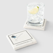 Fijnboomblauw visitekaartje met bloembloem stenen onderzetter (Zijkant)