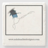 Fijnboomblauw visitekaartje met bloembloem stenen onderzetter (Voorkant)