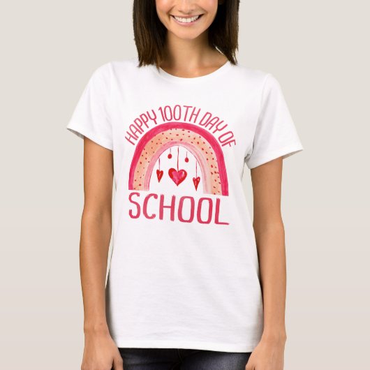 Fijne 100 dagen leraar schoolregenboogstudenten t-shirt (Voorkant)