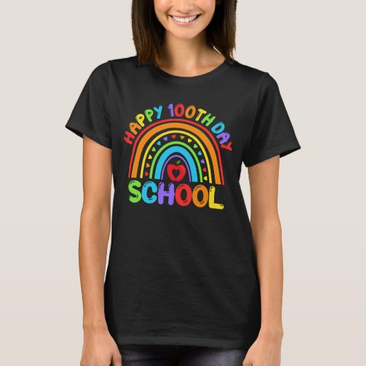Fijne 100 dagen leraar schoolregenboogstudenten t-shirt (Voorkant)