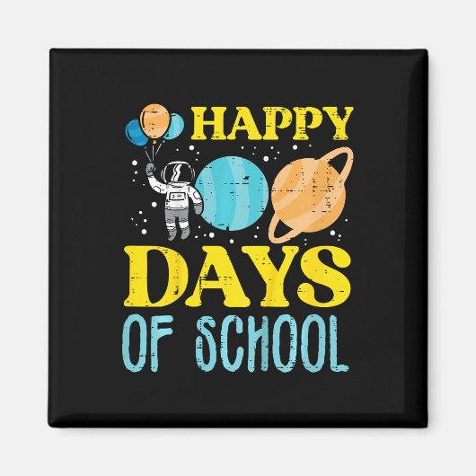 Fijne 100 dagen school Astronaut Planets 100th D Magneet (Voorkant)