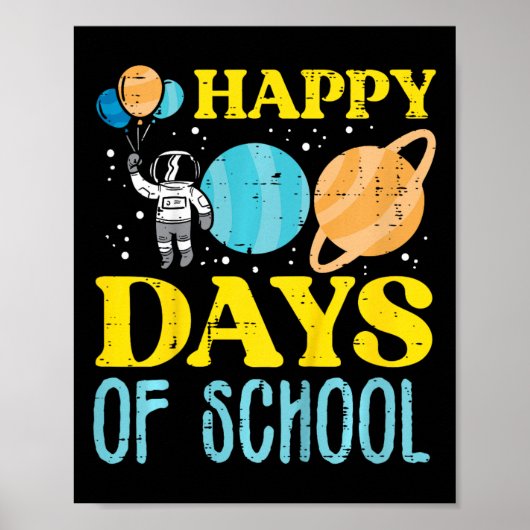 Fijne 100 dagen school Astronaut Planets 100th D Poster (Voorkant)