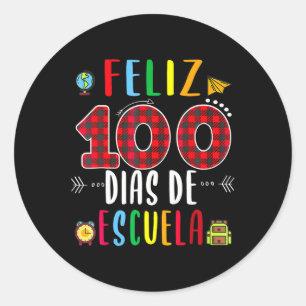 Fijne 100 dagen school T-shirt Spaans 100 dagen va Ronde Sticker