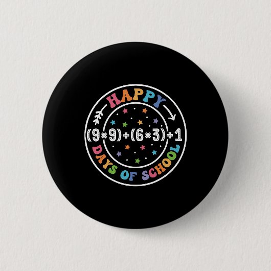 Fijne 100 dagen schoolformule 100e dag de Wiskunde Ronde Button 5,7 Cm (Voorkant)