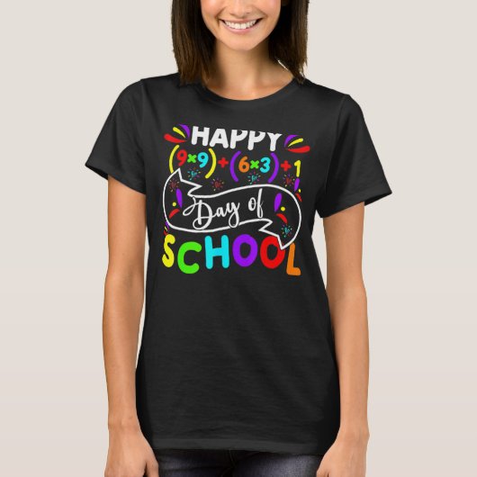 Fijne 100 dagen schoolformule 100e dag de Wiskunde T-shirt (Voorkant)
