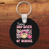 Fijne 100 dagen schoolleraar Kinder Retro Groovy Sleutelhanger (Voorkant)