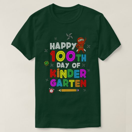 Fijne 100e dag kindergarten, juffrouw Samur T-shirt (Design voorkant)