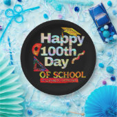 Fijne 100e dag schoolretro-stijl papieren bordje (Feest)