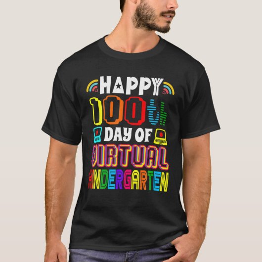 Fijne 100e dag van de educatieve virtuele teamople t-shirt (Voorkant)