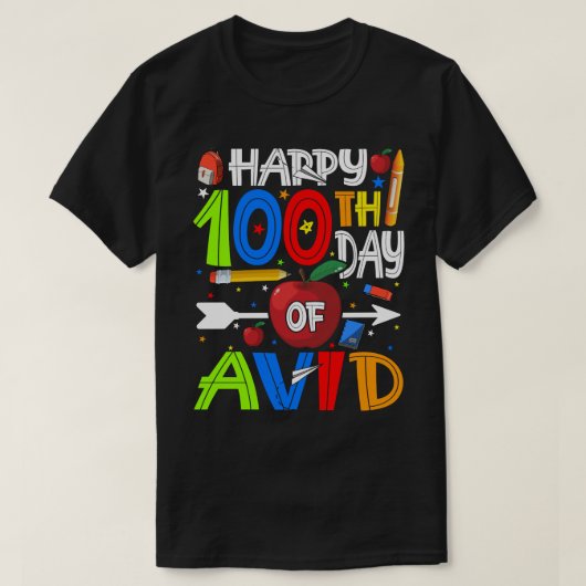 Fijne 100e dag van de enthousiaste leraar of stude t-shirt (Design voorkant)