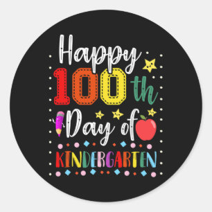 Fijne 100e dag van de kleuterschool Colorful Teach Ronde Sticker