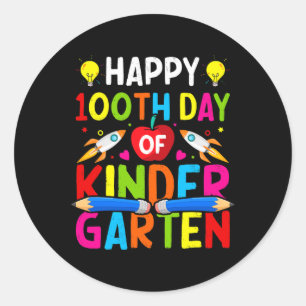 Fijne 100e dag van de leerkracht Kindergarten 100  Ronde Sticker