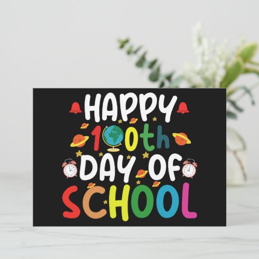 Fijne 100e dag van de leerling van de school kaart (Staand voorkant)
